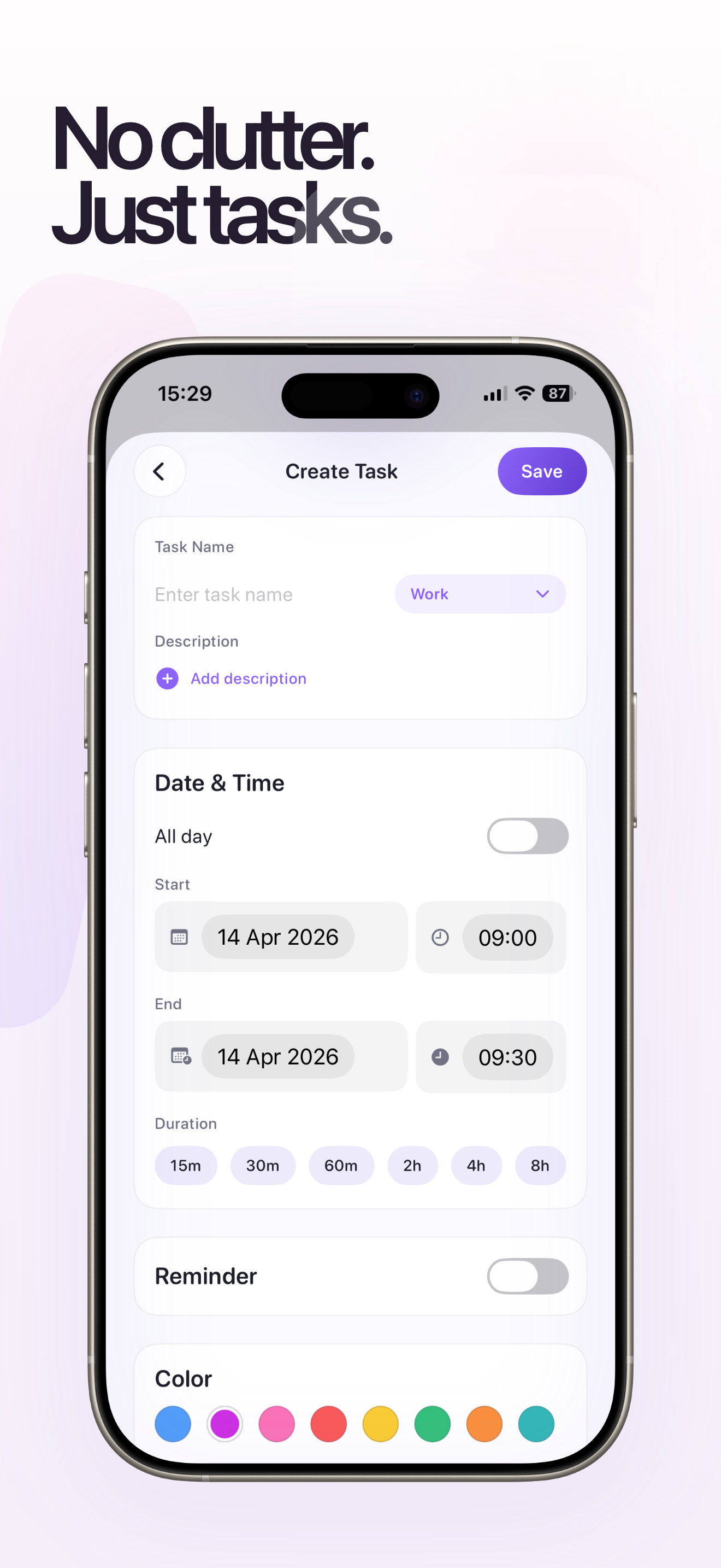 Task Planner task editor screen